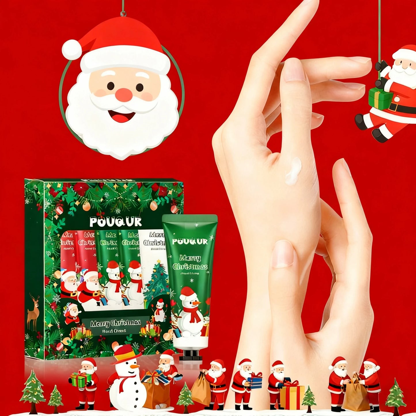 5pcs/Set  Christmas Hand Cream Sets Moisturizing Refreshing Handcream Nourishing Beauty Hands Creams Skin Care Products