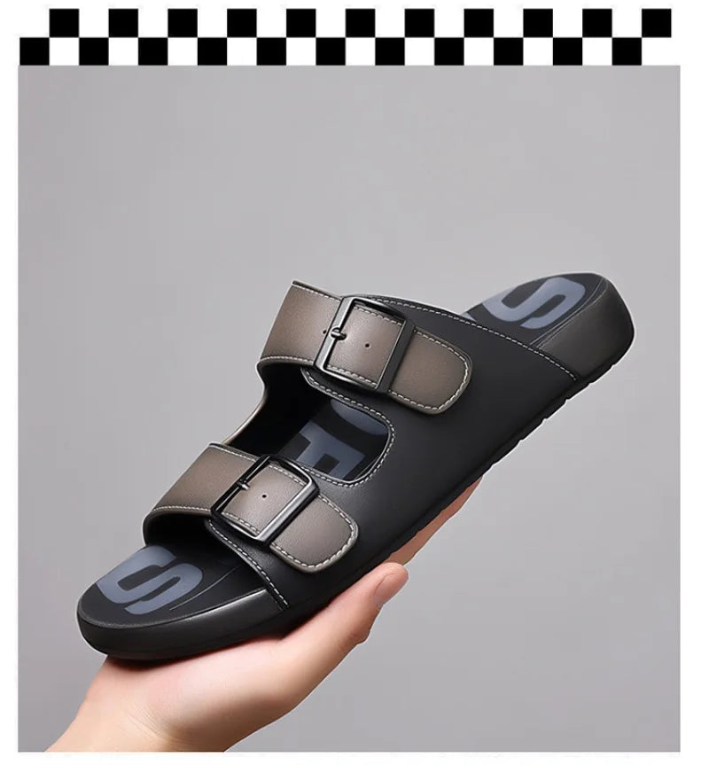 Men's Slippers Original Designer Casual Sandals Luxury Genuine Leather Slippers Outdoor Beach Slippers for Men Summer Flip Flops