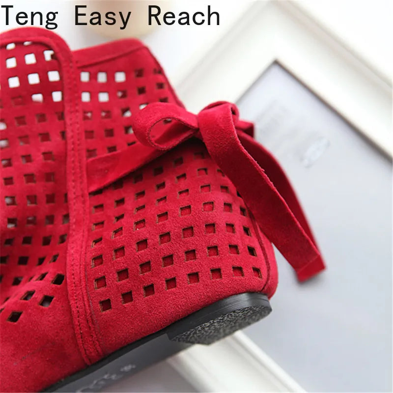 Hollow Summer Boots Bootie 2025 with The New Shoes Lace Openwork Crochet Boots Plus Size 34-43 Hollow Fashion Women Boots 43