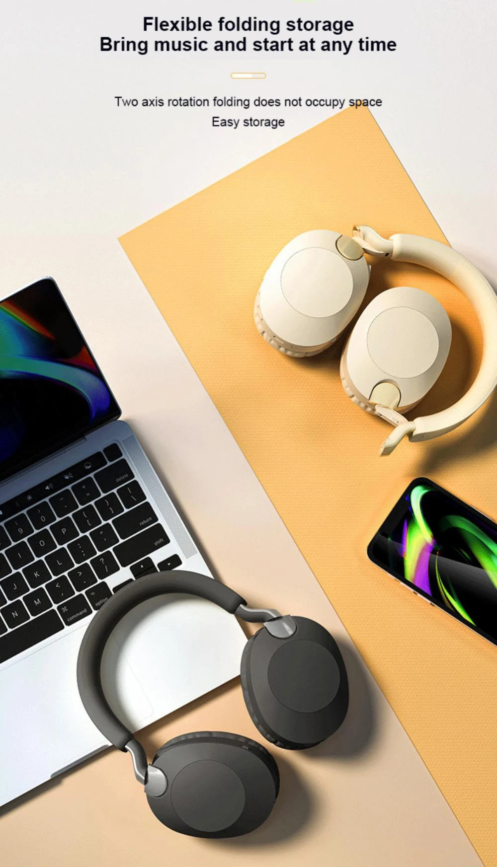 Wireless Bluetooth-Compatible Headset  Eearphone with Mic Hands-free HIFI Stereo BT5.1 Over-Ear Headphone for Call and Music