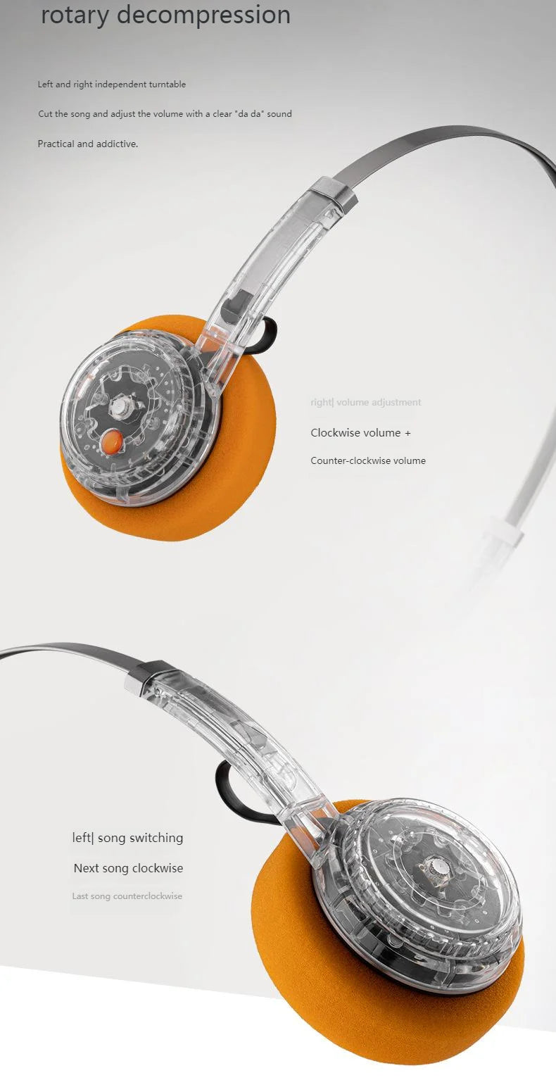 Bluetooth Headset Light Weight Retro Style Rechargable Small Head Long Battery Life Rotary Switch Headphone Cool Beautiful