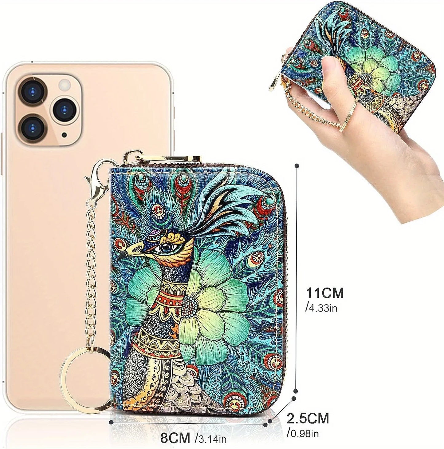 High quality leather Men Women Card Holder Small Zipper Wallet Solid Coin Purse Key Ring Design RFID Business Credit Card Bags