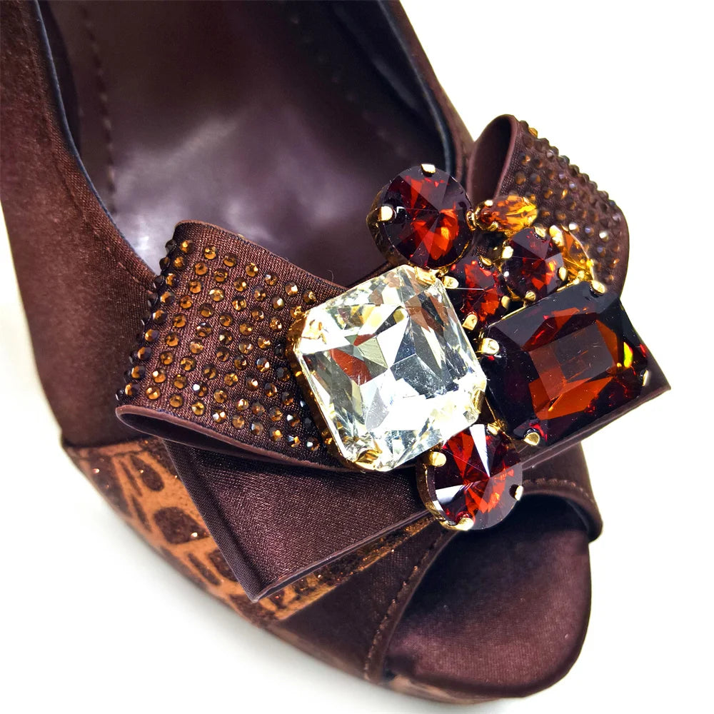 Venus Chan Nigerian Women Heel Party Shoes and Bag Set Royal Blue Colour Rhinestone Handbag Italian Design Wedding INS 2024