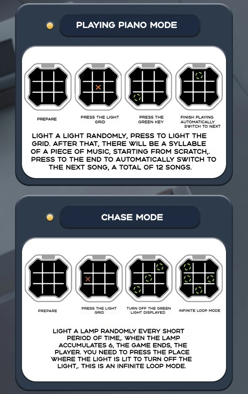 New Kids Electronic Toys Tic Tac Toe Game Noughts and Crosses Game Memory Training Infinite Portable Travel Games for Kids Adult