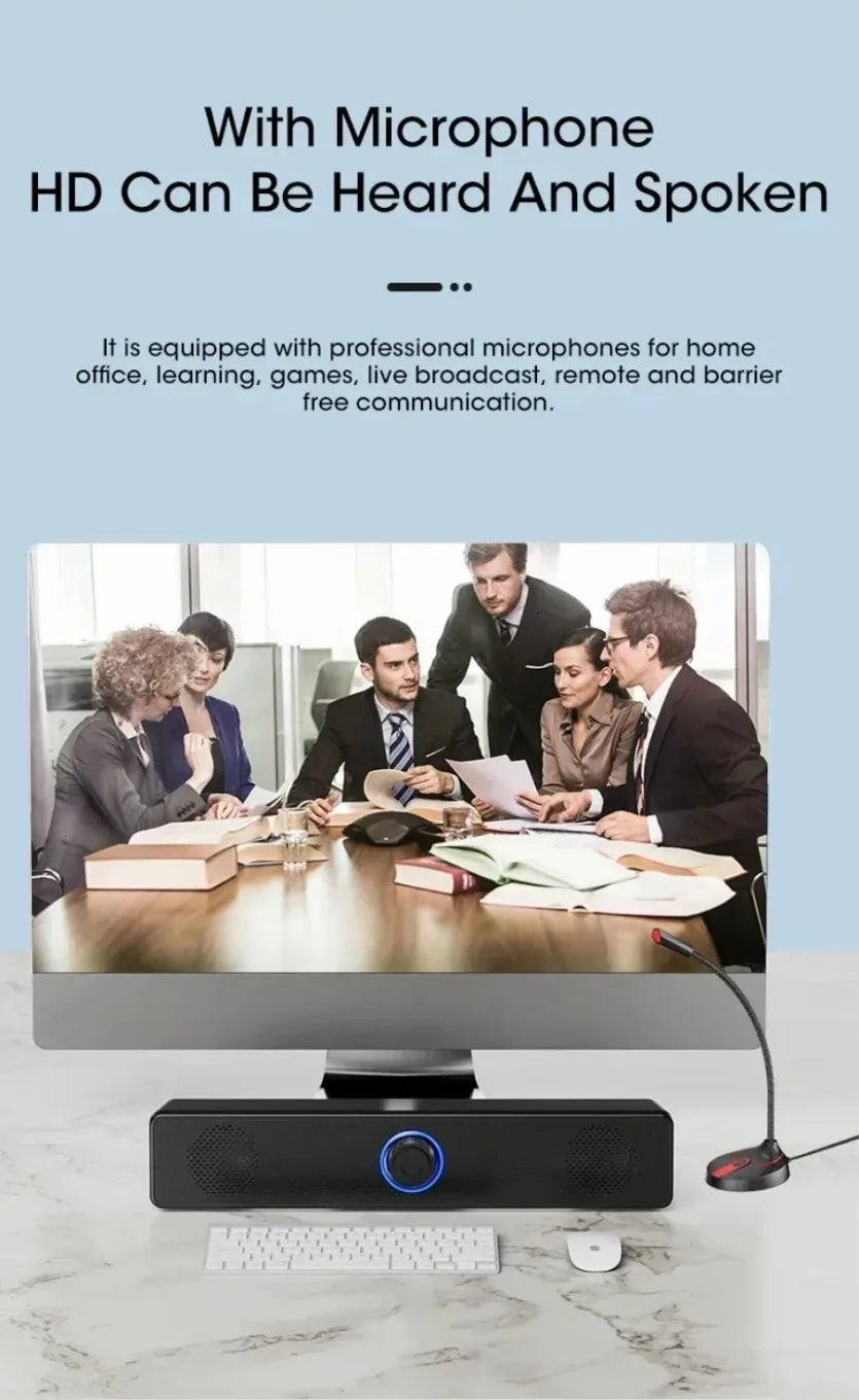 Bluetooth Computer Soundbar Speaker With Dual Speakers Powerful Bass Wired/Wireless Connection For PC Laptop Desktop