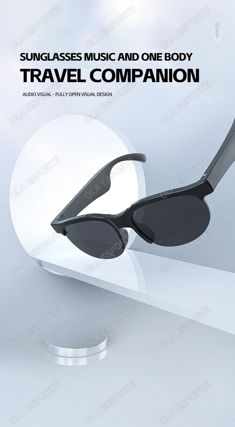 2025 New Smart Glasses Headset 2-in-1 UV Protection Portable Music Sunglasses with Microphone HD Voice Call Smart Sunglasses Men