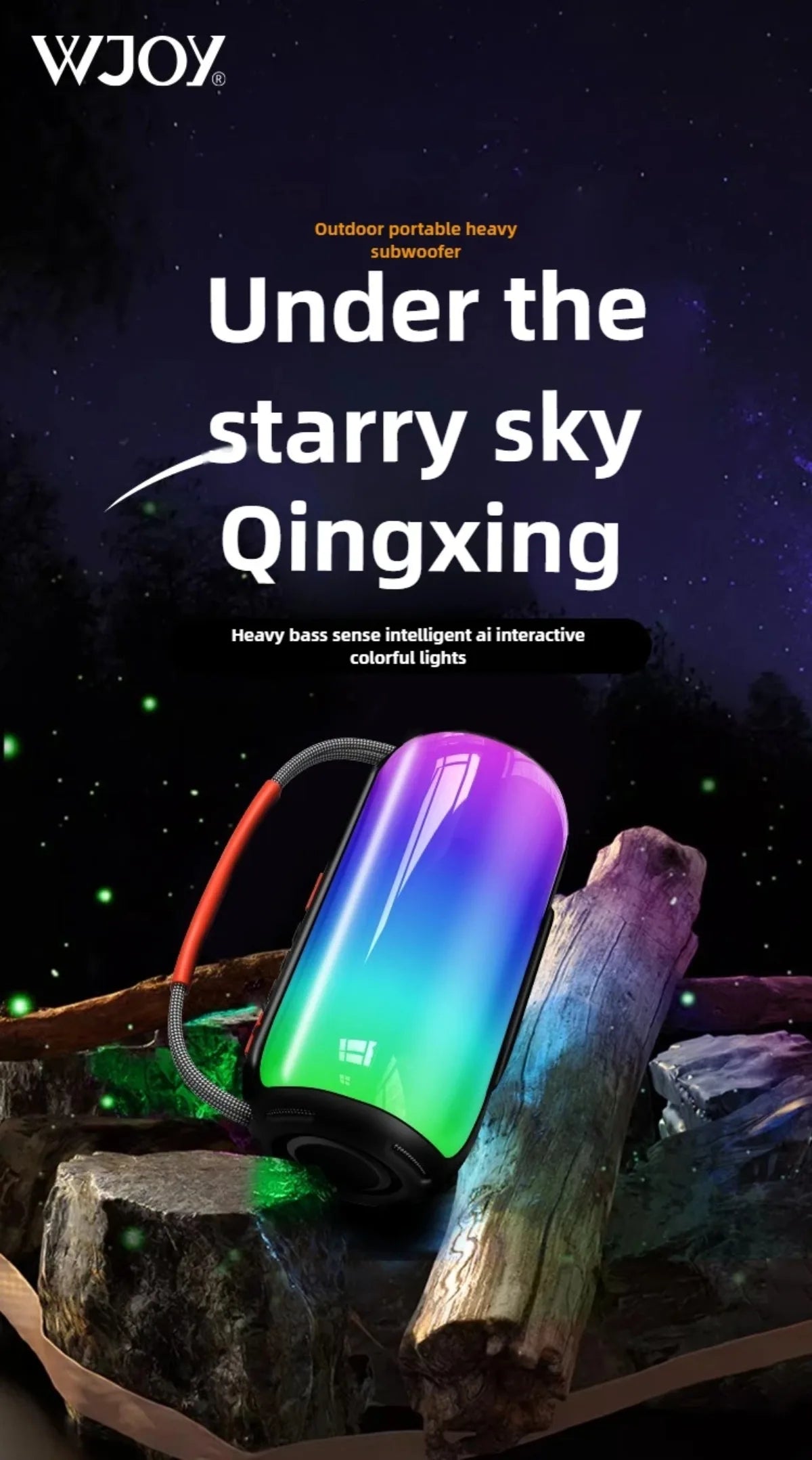 30W Bluetooth Speaker with Breathing Lamp Supports 2Pcs Tandem Portable Subwoofer Spatial Sound Effects 2400mAh Large Battery