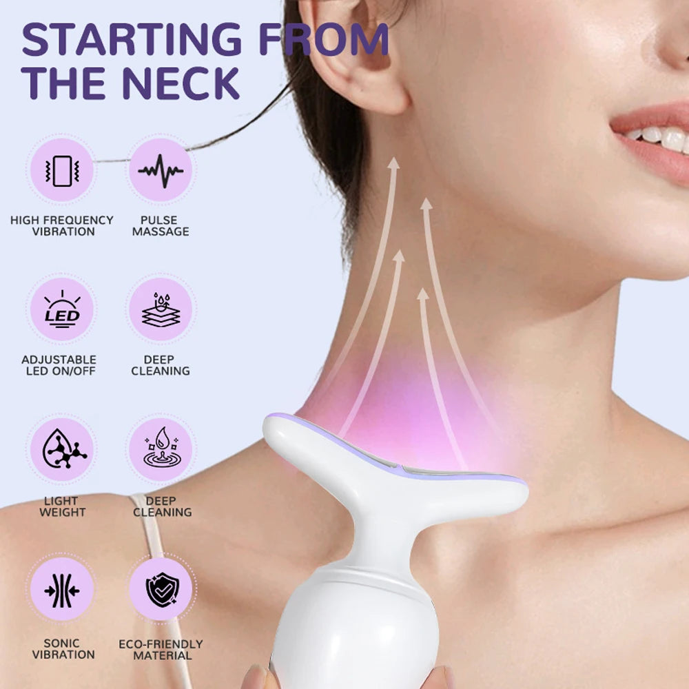 1PC Neck beauty instrument, face and neck massager, suitablefor women's home skin care Portable rechargeable skin lifting device