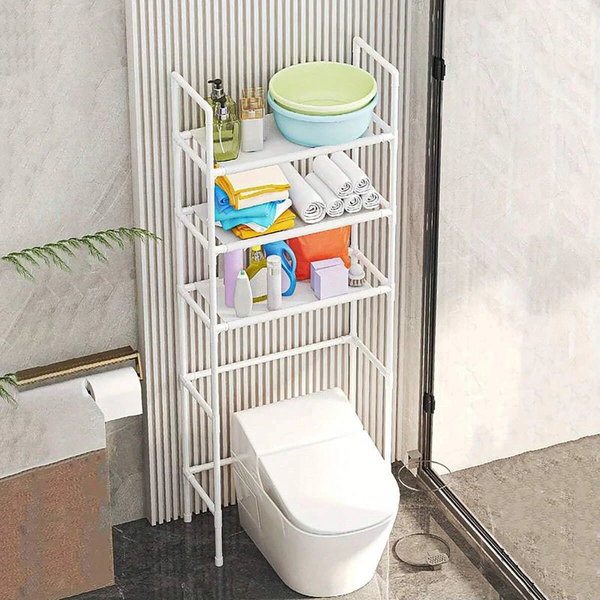 1pc-3rd Floor Bathroom Storage Rack, Bathroom Rack Above Toilet Seat,bathroom Storage Platform, Multifunctional Storage Platform