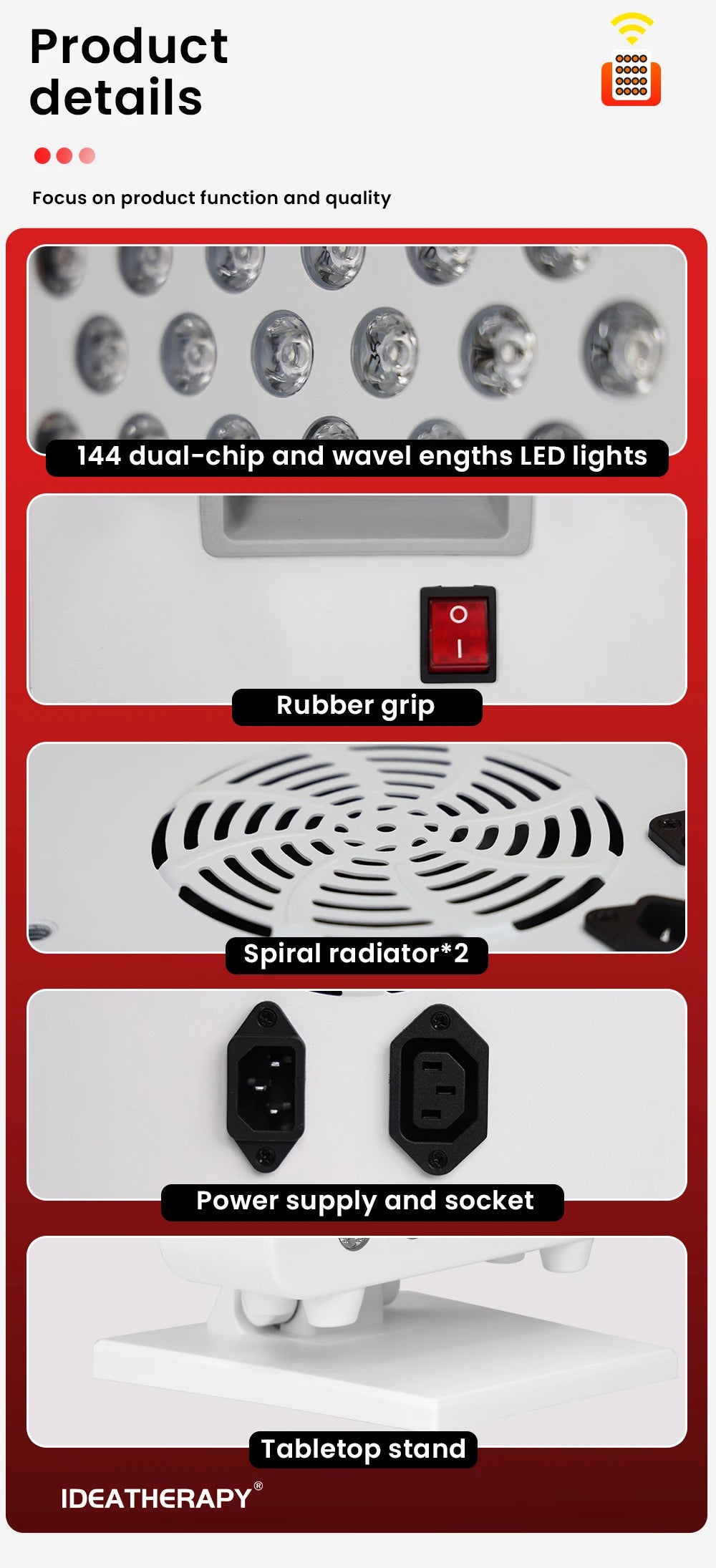 9Spectrum 5W Dual Chip Infrared Therapy Panel Light Lamp LED Home Light Therapy APP Controlled for Health And Wellness