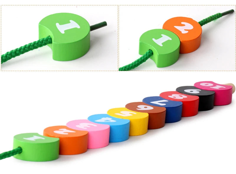 Wooden Lacing Toys for Toddlers Puzzle Preschool Activities Fine Motor Skills Early Educational Children Kids Games
