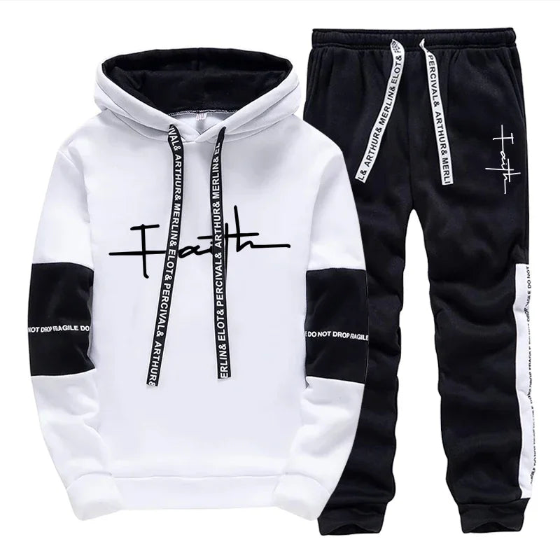 Casual Mens Tracksuit Printing Sweatshirts Outdoors  Sports Jogging Mens Clothing Versatile Single Piece Hoodie Pants Sportswear