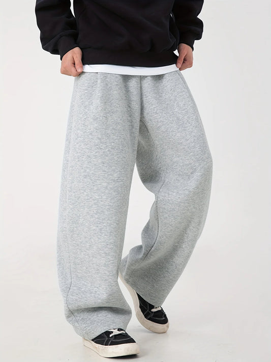 Men's Fashion All Seasons Basic Solid Color Oversized Drawstring Loose Casual Sweatpants/Sports Pants trousers