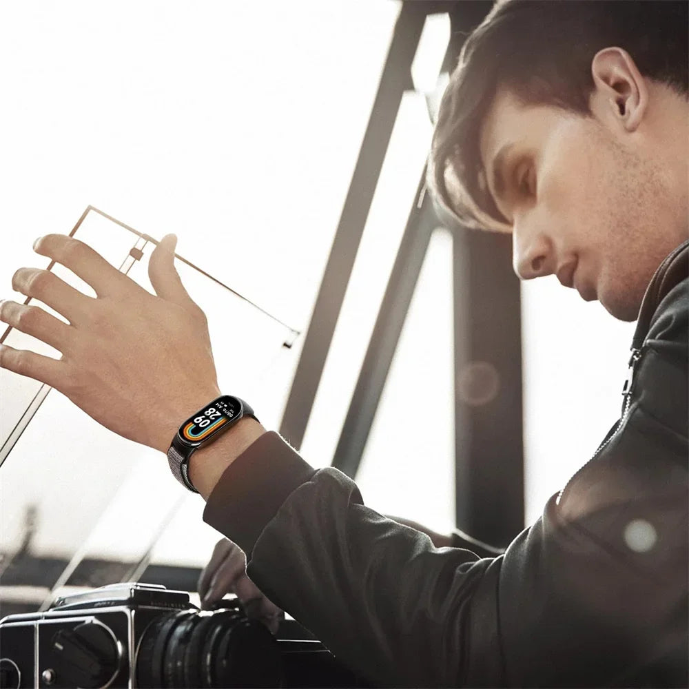 Nylon Loop Sports Strap for Xiaomi Mi Band 9 NFC SmartWatch Wristband Replacement Correa Mi band 9-8 Bracelet Belt Accessories