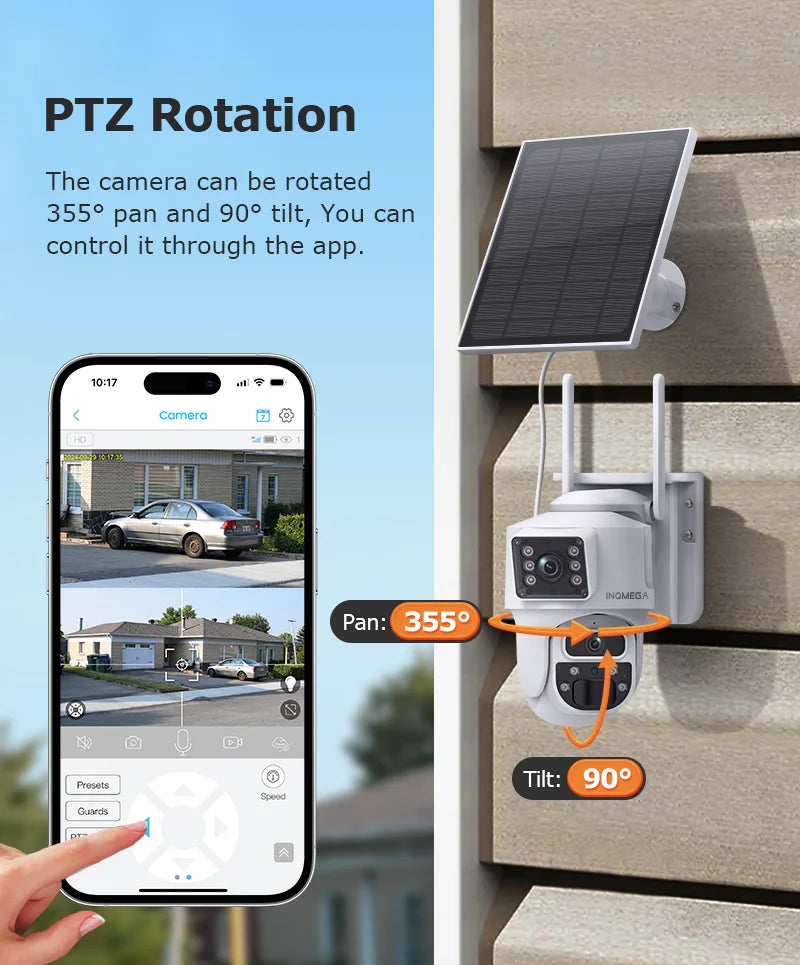 INQMEGA 8MP 4K Solar Wirelesss IP Camera With Battery Outdoor HD 4MP Dual Lens WiFi IP Camara Solar Panel CCTV Security Factroy