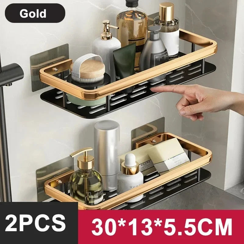 Bathroom Shelf Kitchen Storage Organizer Aluminum Alloy Shampoo Rack Shower Shelf Bathroom Accessories No Drill Shelf