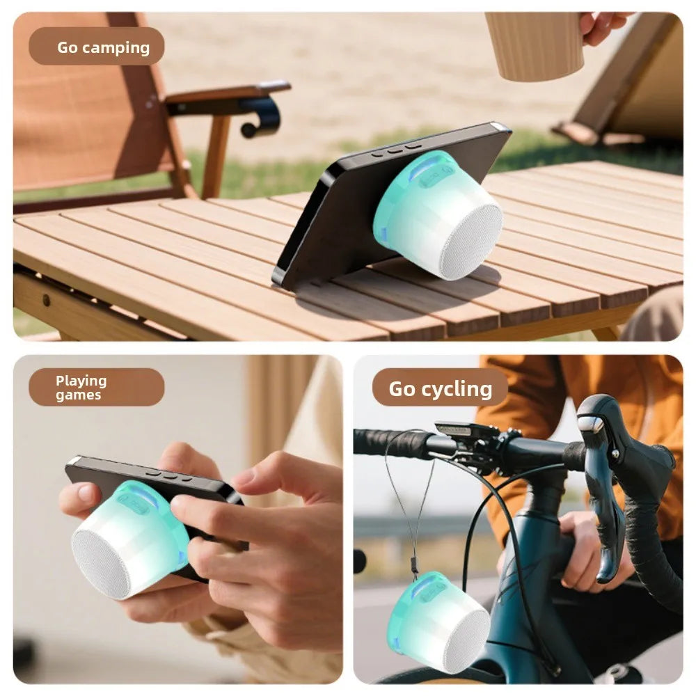 Bluetooth 5.3 Magnetic Mini Speaker Deep Bass HD Sound RGB Light Speaker Anti Lost Compact Design Portable Sound Box Outdoor Use