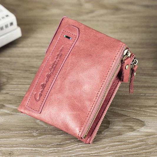 CONTACT'S Genuine  Leather Short Wallets for Women Luxury Designer Card Holder Coin Purse Money Clip Mini Wallet Female Bag Men