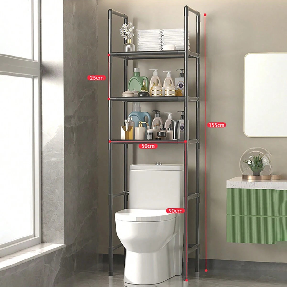 1pc-3rd Floor Bathroom Storage Rack, Bathroom Rack Above Toilet Seat,bathroom Storage Platform, Multifunctional Storage Platform