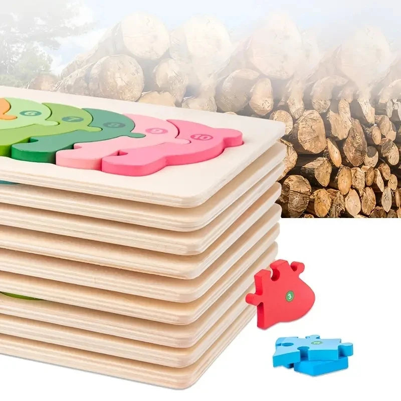 Wooden Puzzles for Kids,  Number Puzzle,  Dinosaur Puzzles and Animal ,Traffic,Characte Jigsaw Toys for Boy Girl Ideal Gift, 1-6
