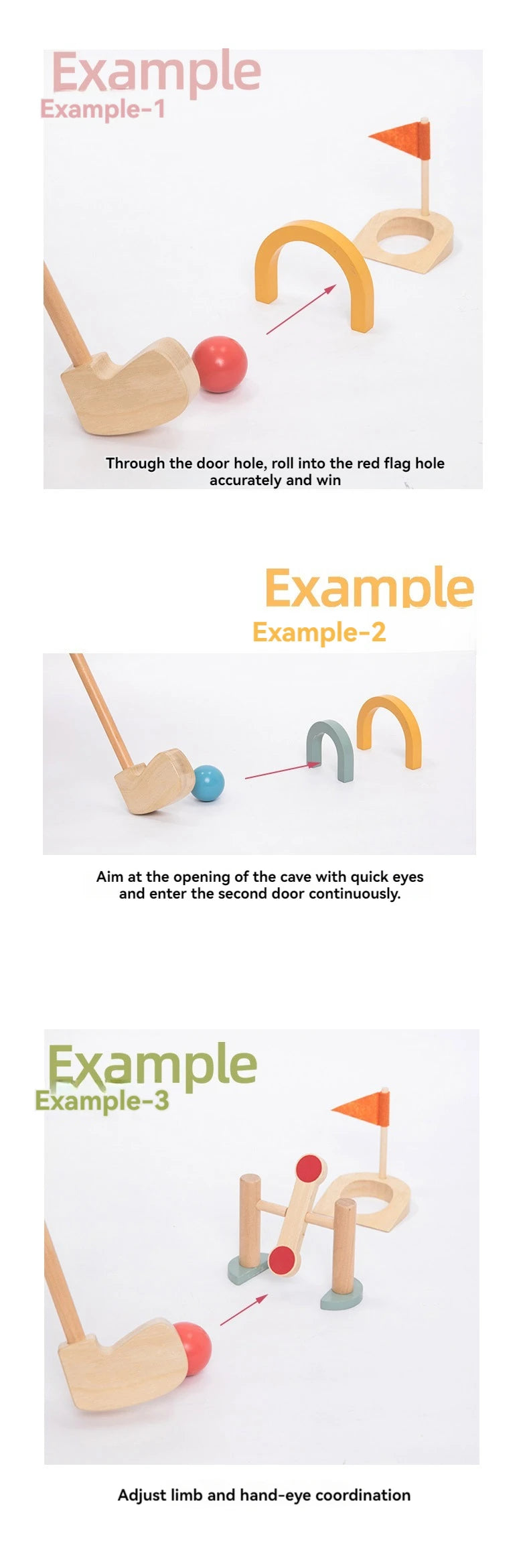 wooden Golf Toys Set for Kids Educational Golf Toys Kits for Toddlers Outdoor Lawn and Indoor Sports Toys for Toddlers  ﻿