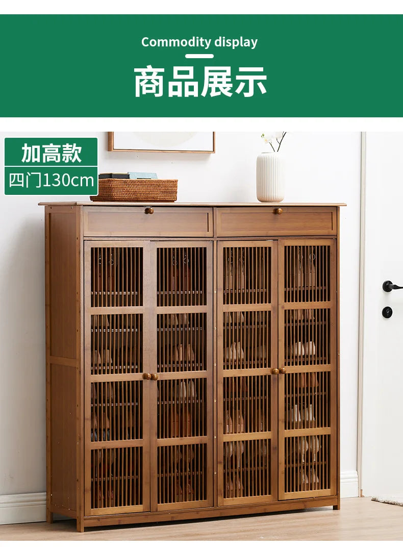 Household Dust-proof Shoe Cabinet Simple Shoe Rack Multi-layer Storage Rack Solid Wood Entrance Storage Storage Cabinet