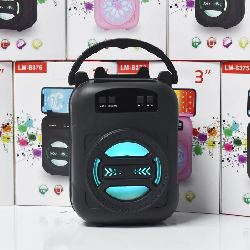 Wireless Bluetooth Speaker with LED Wireless Handheld Speaker Support Wired Microphone/TF Card/U Stick Audio Line Input