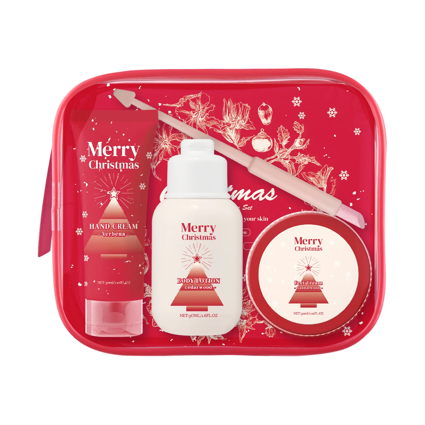 110ml Christmas Boay Care Gift Set Hand Cream Body Lotion Foot Cream & Nail Pen Moisturizing Winter Skin Care Kit for Women Men