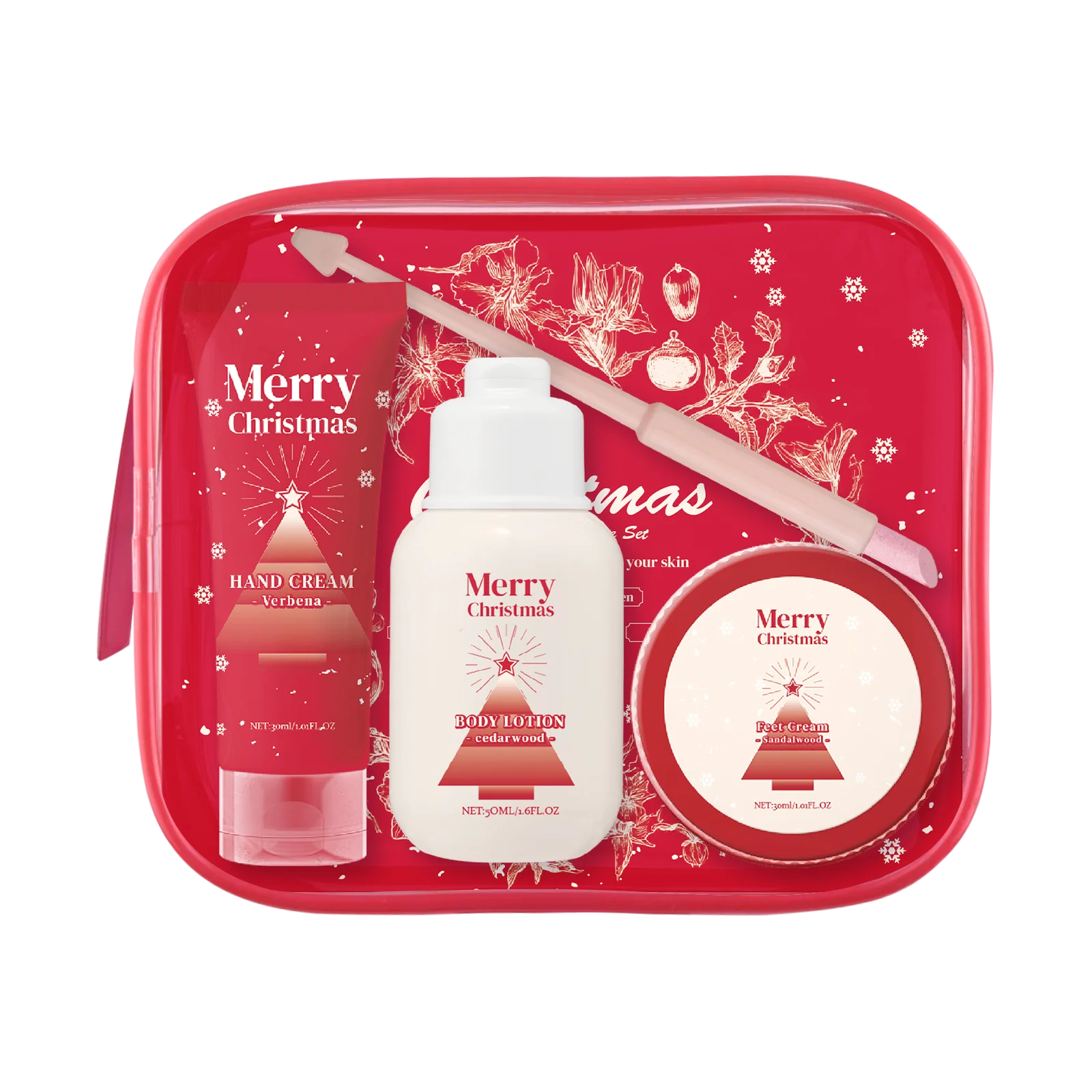 110ml Christmas Boay Care Gift Set Hand Cream Body Lotion Foot Cream & Nail Pen Moisturizing Winter Skin Care Kit for Women Men