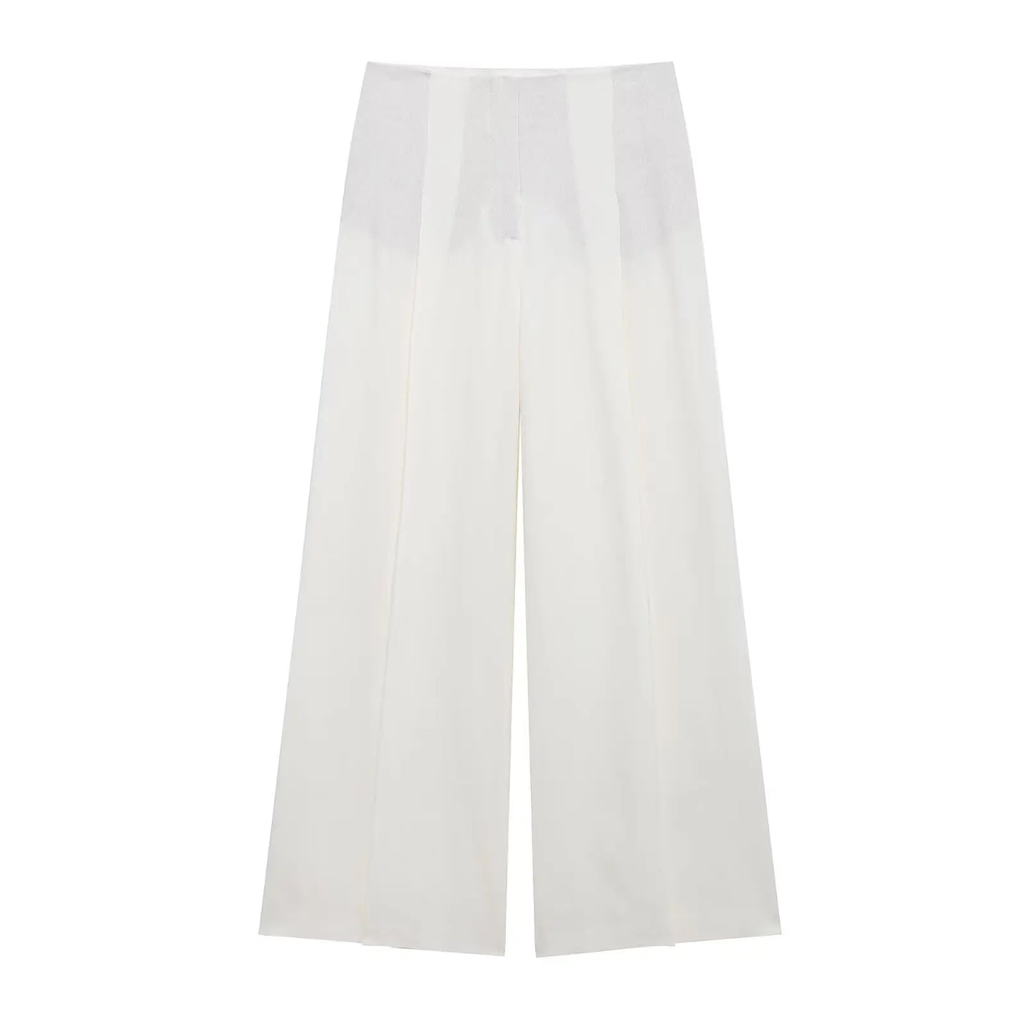 طقم نسائي ربيعي أنيق من HH، يتكون من سترة بيضاء بياقة مطوية وأكمام طويلة وأربطة + بنطلون طويل بسحاب وخصر مرتفع.