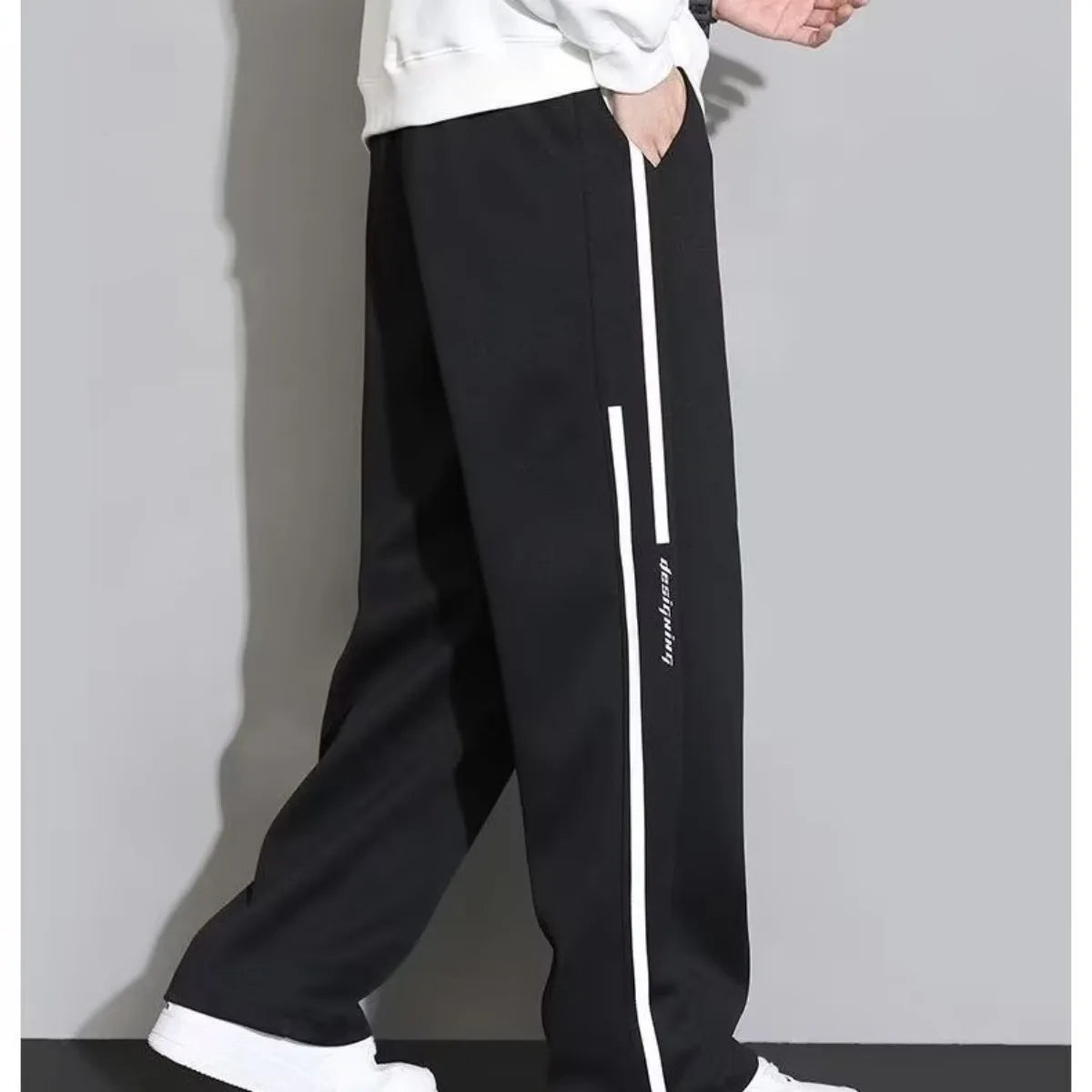 Fashion New Mens Pants  Trousers Sports Streetwear Male Loose Drawstring Summer  Pants  Casual Men  Straight Pants Trend R