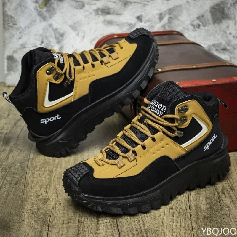 Outdoor Men's Hiking Casual Lightweight Anti Slip Slightly Vulcanized Shoes Waterproof High Top Hiking Sports Camping Men Shoes