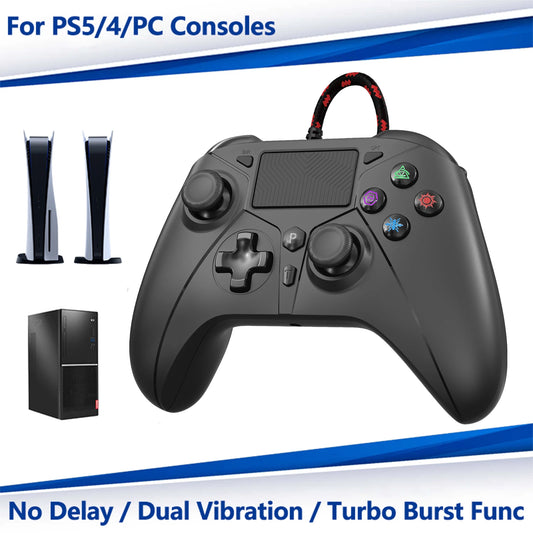 Controller for PS5/4/PC Console Gamepad Wired Rocker Turbo Dual Sense Vibrate Joystick Gaming Remote Control Handle Controllers