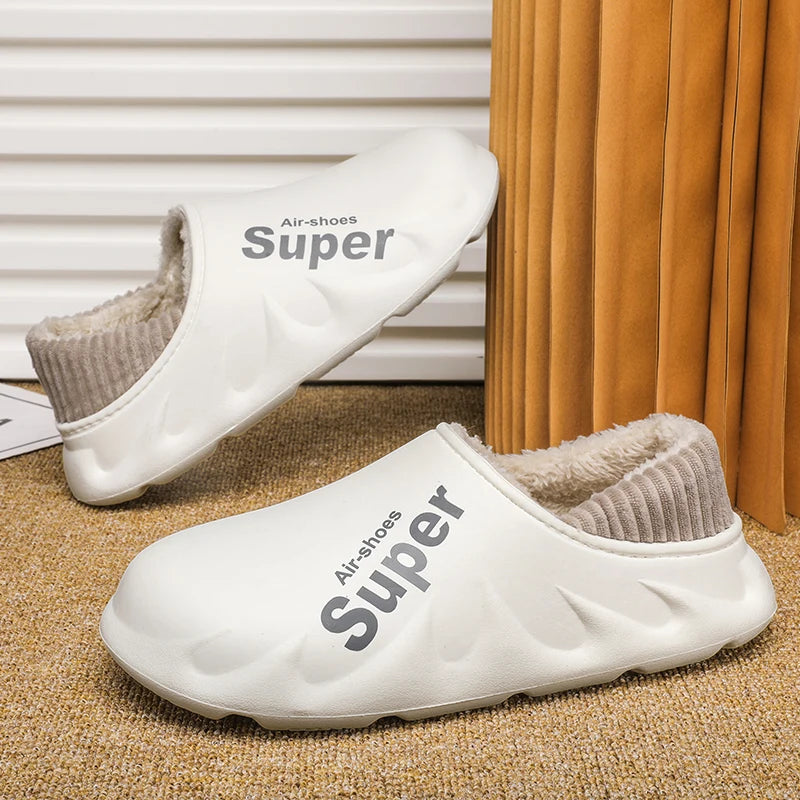 New Winter Men Women Warm Slippers Cotton Slippers Outdoor Indoor Warm Shoes Men's Couple House Bedroom Plush Slippers Big Size