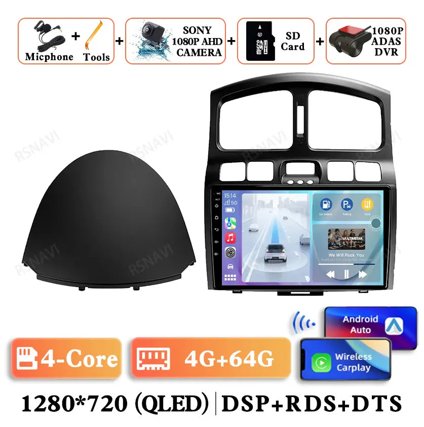 Android 15 For Hyundai Classic Santa Fe 2000-2004 JAC S1 (Rein) 2005-2015 Car Radio Qualcomm BT GPS Navigation QLED 5G WIFI AUTO