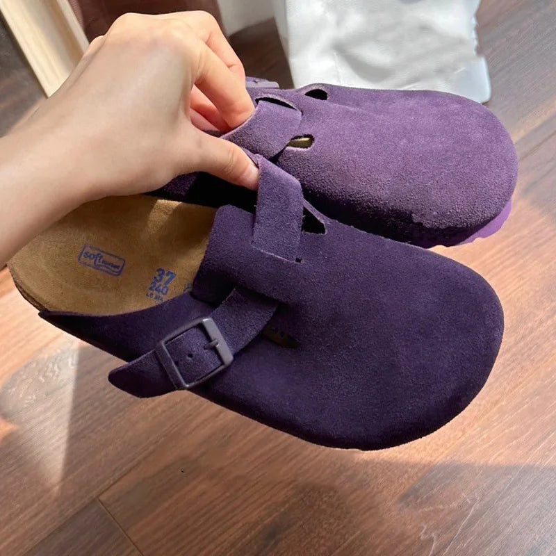 Women's Suede Mules Clogs Slippers Soft Insole Sandals With Arch Support Shoes Outdoor Beach Suede Clogs Slippers Slides For Men