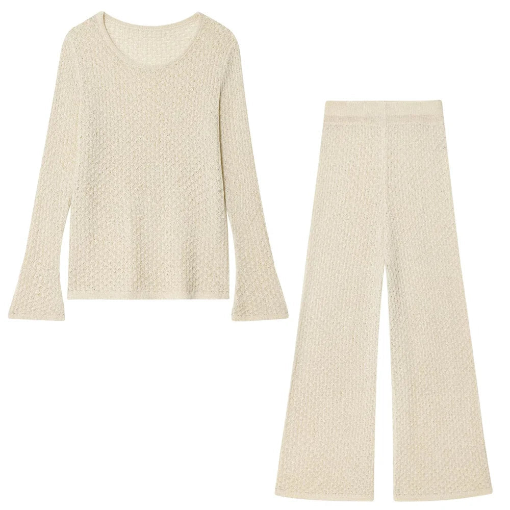 New European and American style women's clothing, lazy and fashionable, with metallic lines and waist cinched tops and pants SwiftNest