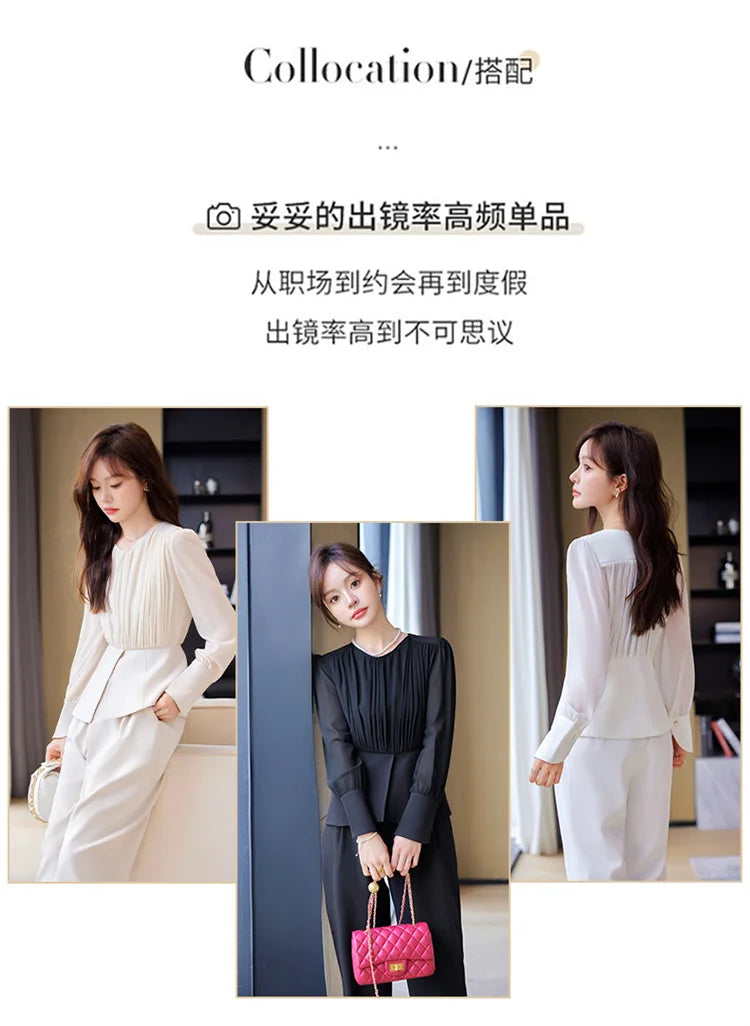 Fashion Uniform Styles Spring Women Office Business Suits Female Pantsuits Ladies Work Wear Blazers Sets With Wide Leg Trousers SwiftNest