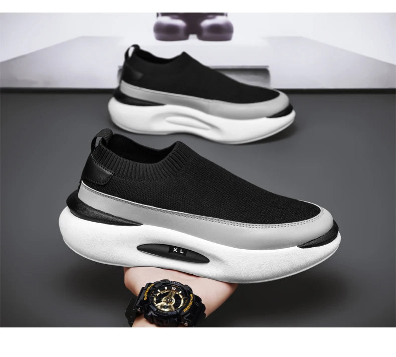 Summer New Sports Shoes Men's Socks Breathable Mesh Running Shoes Black Slip-On Slip-Ons Men's Casual Driving Shoes Suitable for Outdoor