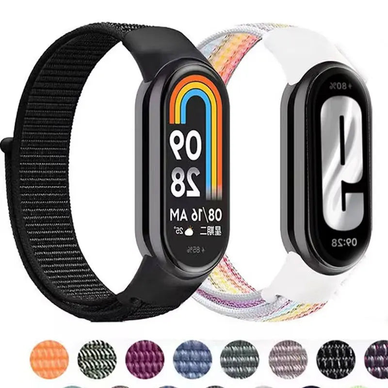 Nylon Loop Sports Strap for Xiaomi Mi Band 9 NFC SmartWatch Wristband Replacement Correa Mi band 9-8 Bracelet Belt Accessories