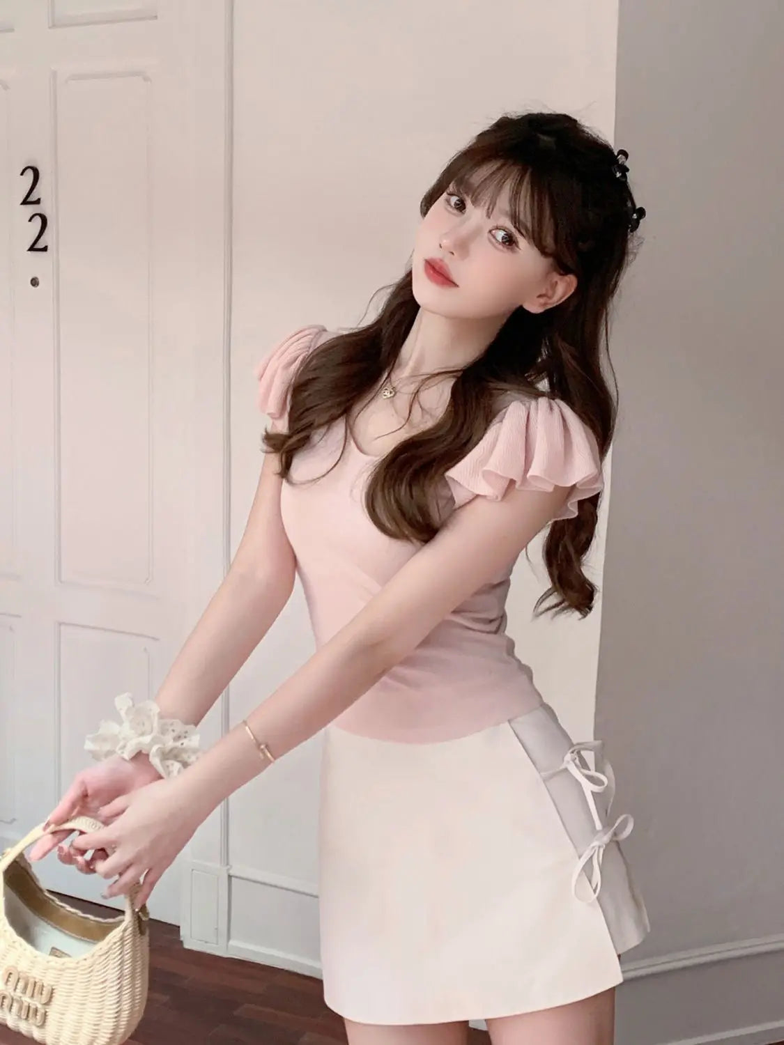 Women Clothes Summer Casual Fashion Simplicity Solid Color V-neck Tops Women's Trend All-match Sweet Temperament Slim T-Shirt SwiftNest