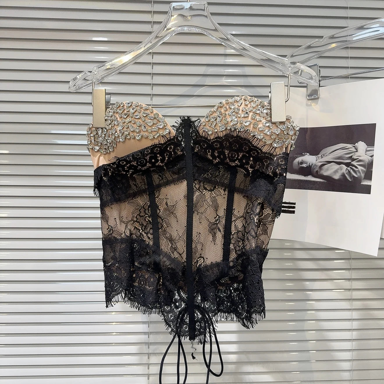 Women Versatile Fashion Outwear Vest 2025 Summer New Heavy Industry Rhinestone Nail Drill Fishbone Strapless Camisole