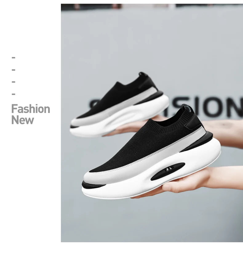 Summer New Sports Shoes Men's Socks Breathable Mesh Running Shoes Black Slip-On Slip-Ons Men's Casual Driving Shoes Suitable for Outdoor