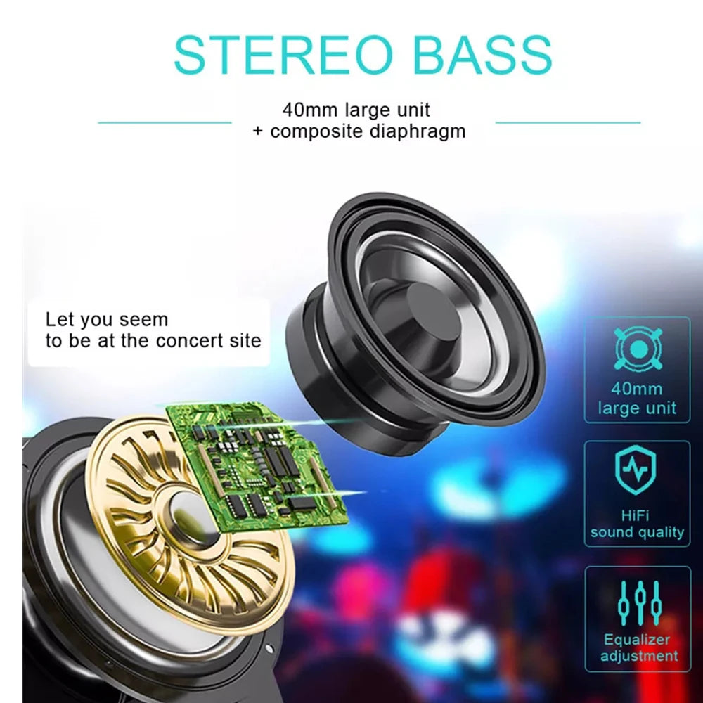 Headphones Bluetooth Headsets Gamer Surround Sound Stereo Wireless Earphone USB W/ MicroPhone Colourful Light PC Laptop Headset