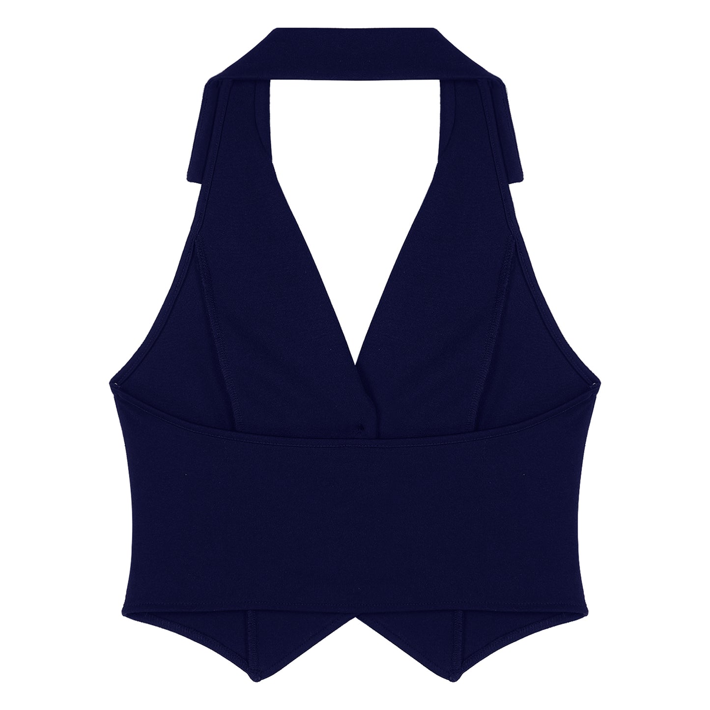 Womens Fashion Vest Shirts Separate Waistcoat Crop Tops Lapel Halter Backless Button Down Pointed Hem Vest for Party Formal Wear