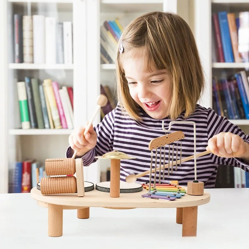 ألعاب الآلات الموسيقية الخشبية للأطفال، إكسيليفون، طبل، أجراس إيولية، إيقاع، ألعاب تعليمية للأطفال منتسوري، هدايا عيد الميلاد
