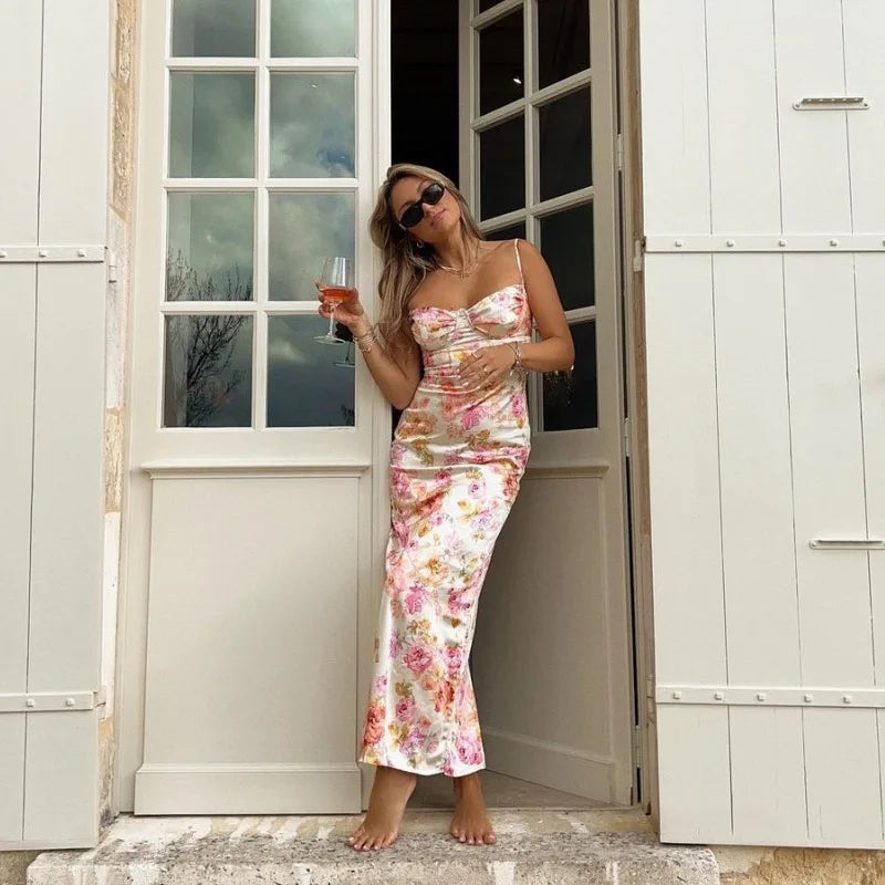 Women's Clothing Summer Fashion New Fashion Printed Slim Sexy Backless Sling Dress