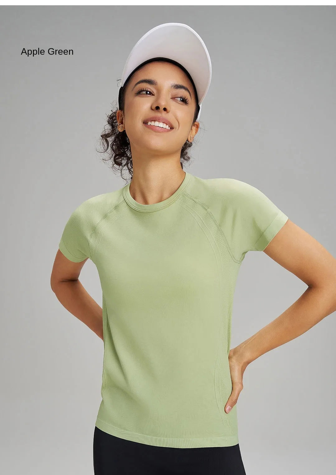 Outdoor yoga T-shirt, quick drying solid color sportswear, casual running, quick drying fitness training, short sleeved women