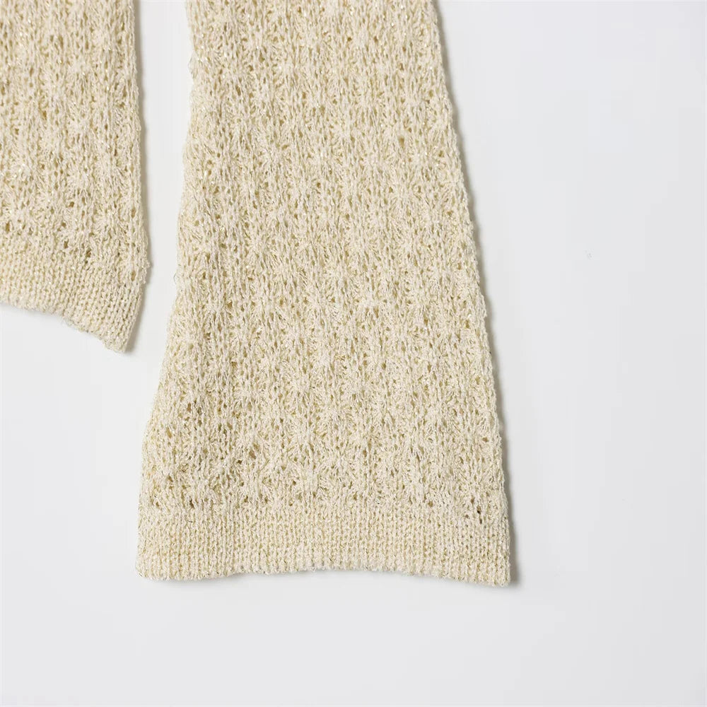 New European and American style women's clothing, lazy and fashionable, with metallic lines and waist cinched tops and pants SwiftNest