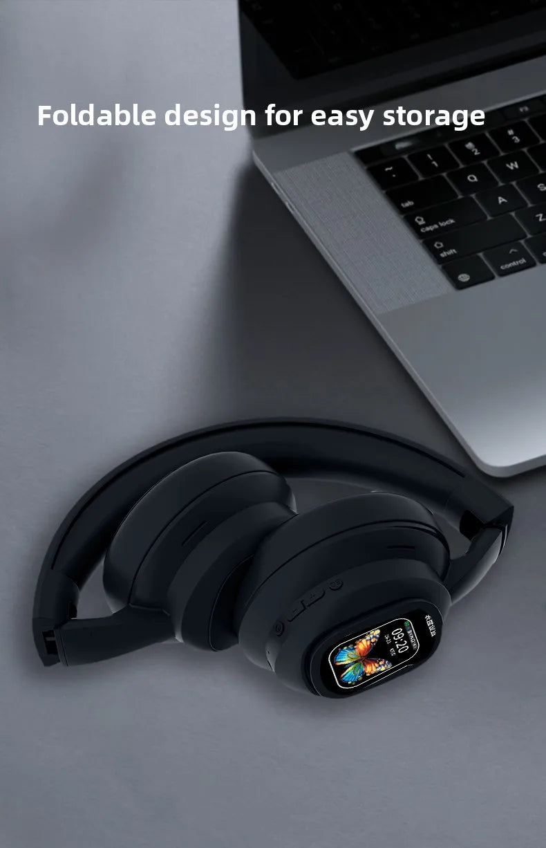 New HYUNDAI X1PRO Wireless Bluetooth 6.0 Headphone,AI Translation Earphones,100+Languages,With Magnetic Touch Control LED Screen